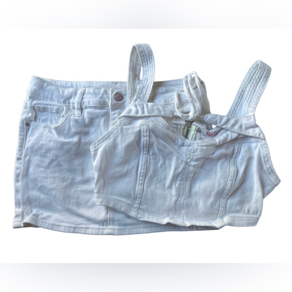 Barbie™ by PacSun White Denim Skirt & Bustier Top Set - Picture 3 of 12